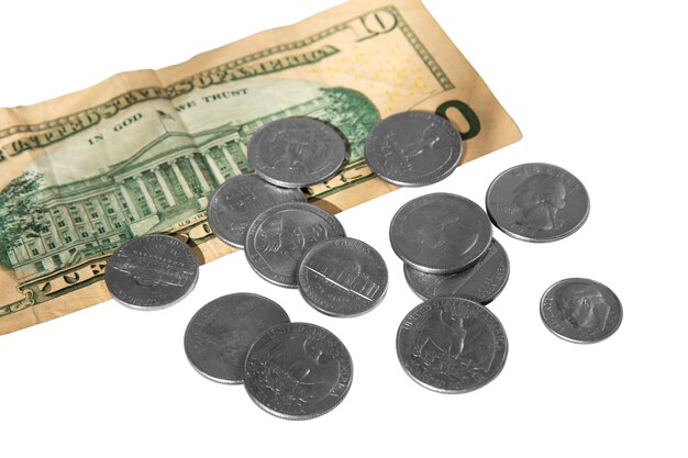 Primer plano de las monedas aisladas