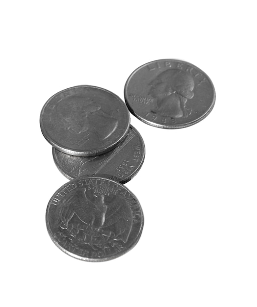 Primer plano de las monedas aisladas