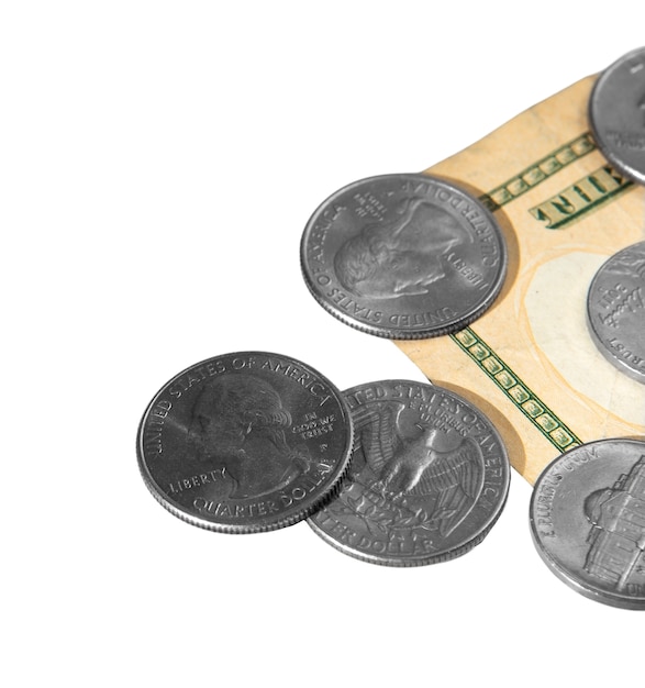 Primer plano de las monedas aisladas