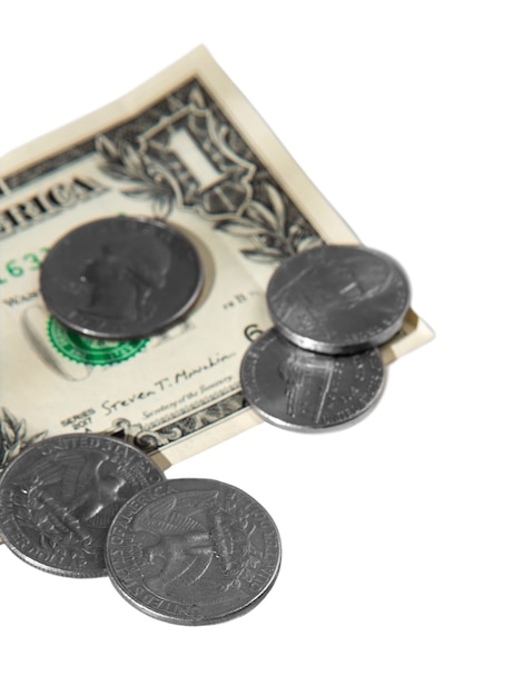 Primer plano de las monedas aisladas