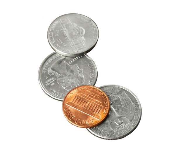 Primer plano de las monedas aisladas