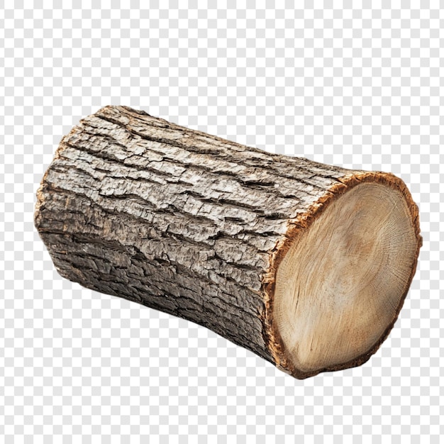Un primer plano de un tronco de árbol de textura áspera aislado sobre un fondo transparente
