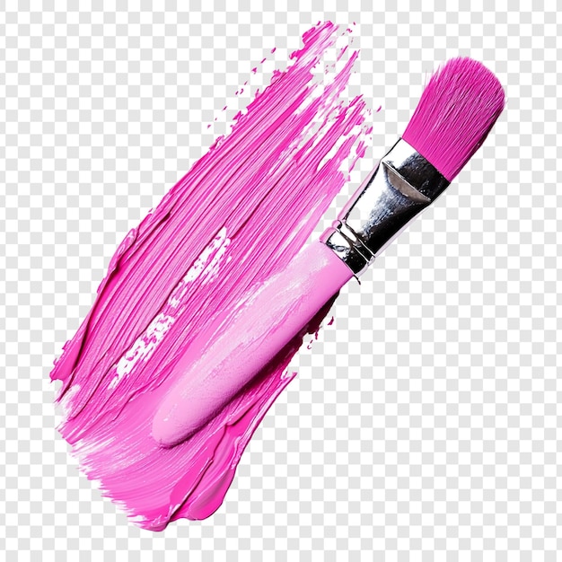 Un primer plano vibrante de un pincel rosa que crea un trazo dinámico de color que muestra textura y arte