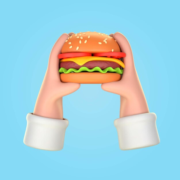 Primo piano sulle mani che tengono l'hamburger