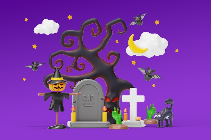 PSD gratuito priorità bassa di natura morta di halloween