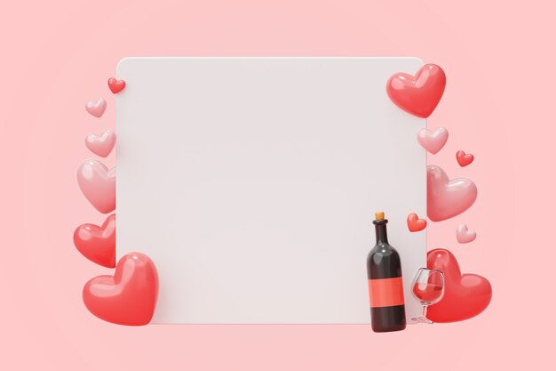 Priorità bassa in bianco dell'insegna 3d per il giorno dei biglietti di S. Valentino