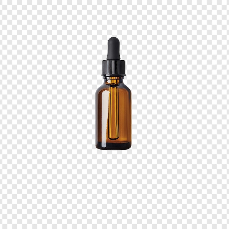 Gratis PSD productiefotografie van amberglasflessen met druppels