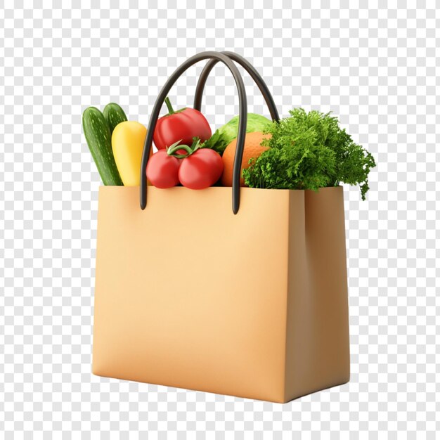 Producto fresco en una bolsa de papel Una representación 3D de comestibles