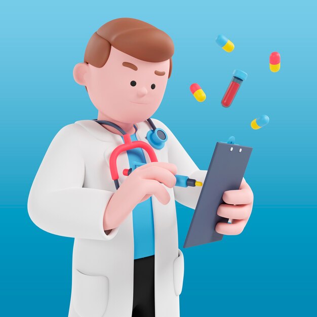 Profesional de la salud posando con pastillas