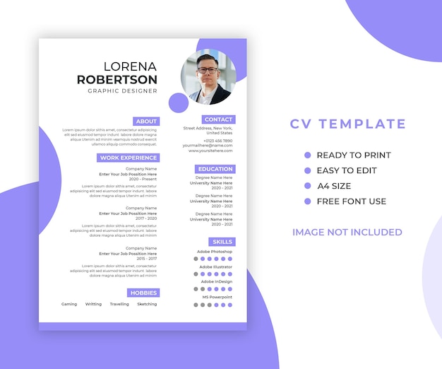 Gratis PSD professionele minimale en moderne cv- of cv-template