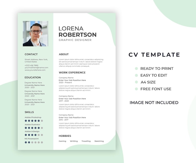 Gratis PSD professionele minimale en moderne cv- of cv-template