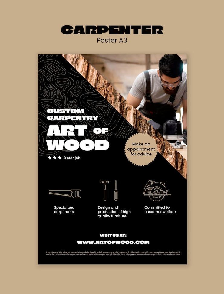 PSD gratuito progettazione del modello carpenter