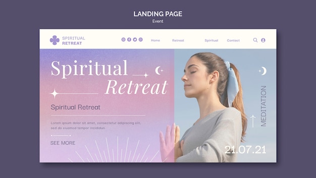 Progettazione del modello dell'evento della pagina di destinazione del ritiro spirituale