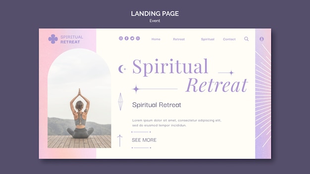 Progettazione del modello dell'evento della pagina di destinazione del ritiro spirituale