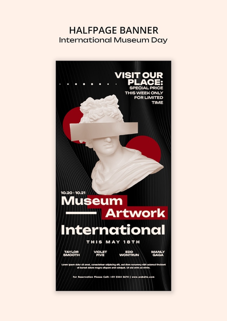 PSD gratuito progettazione del modello della giornata internazionale dei musei
