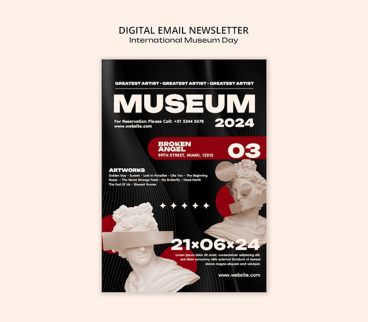 PSD gratuito progettazione del modello della giornata internazionale dei musei