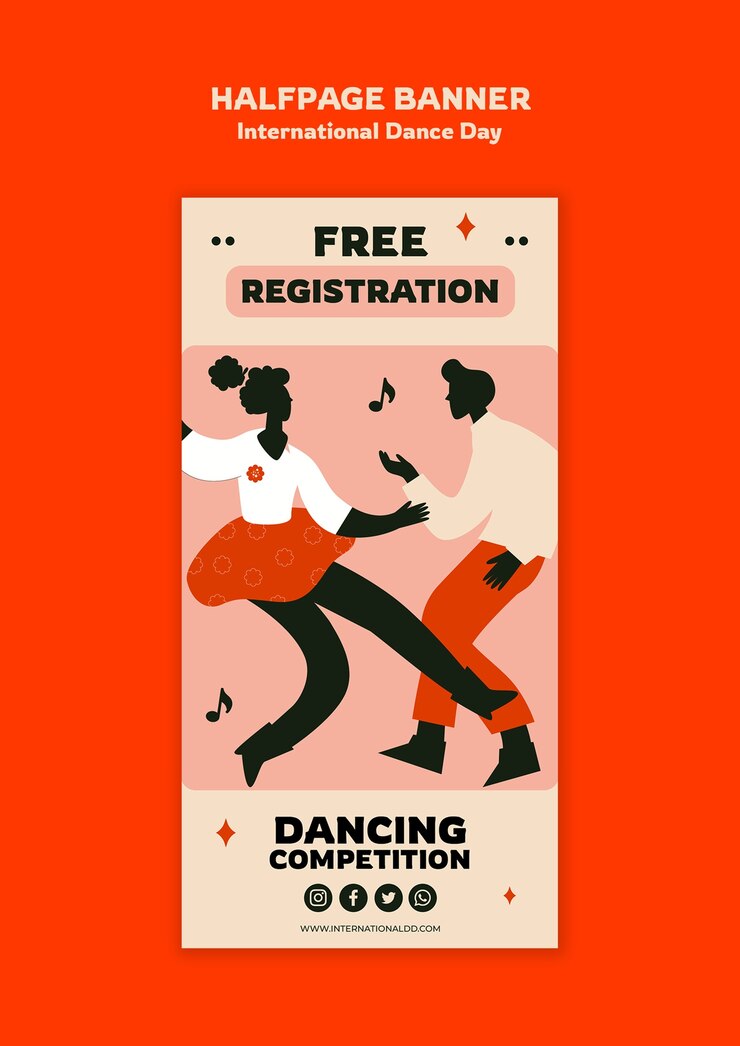 PSD gratuito progettazione del modello della giornata internazionale della danza