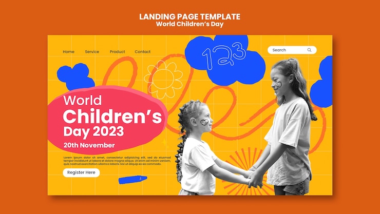 PSD gratuito progettazione del modello della giornata mondiale dei bambini
