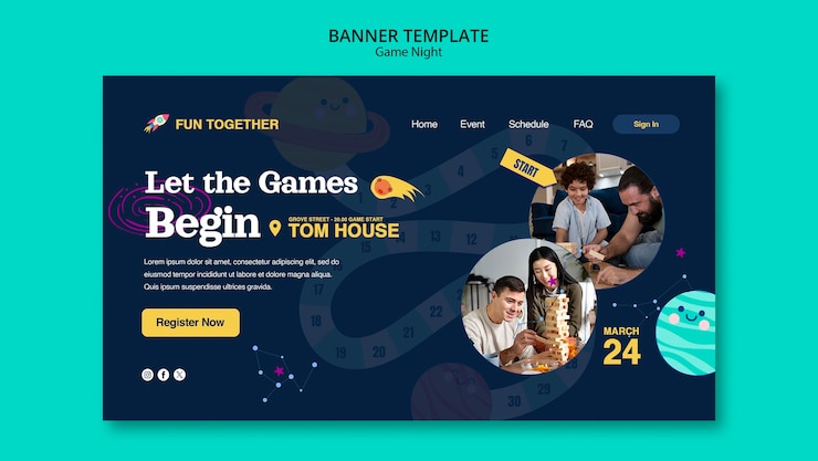 PSD gratuito progettazione del modello della serata di partite