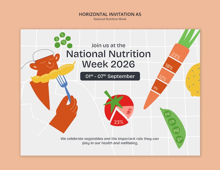 PSD gratuito progettazione del modello della settimana nazionale della nutrizione
