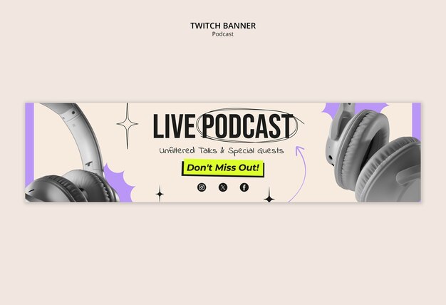 Progettazione del modello di banner di podcast twitch