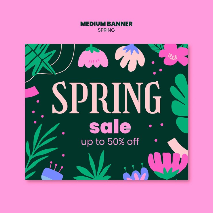 PSD gratuito progettazione del modello di banner medio per la primavera