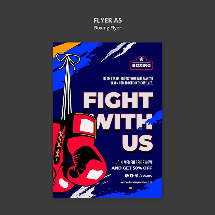 PSD gratuito progettazione del modello di boxe