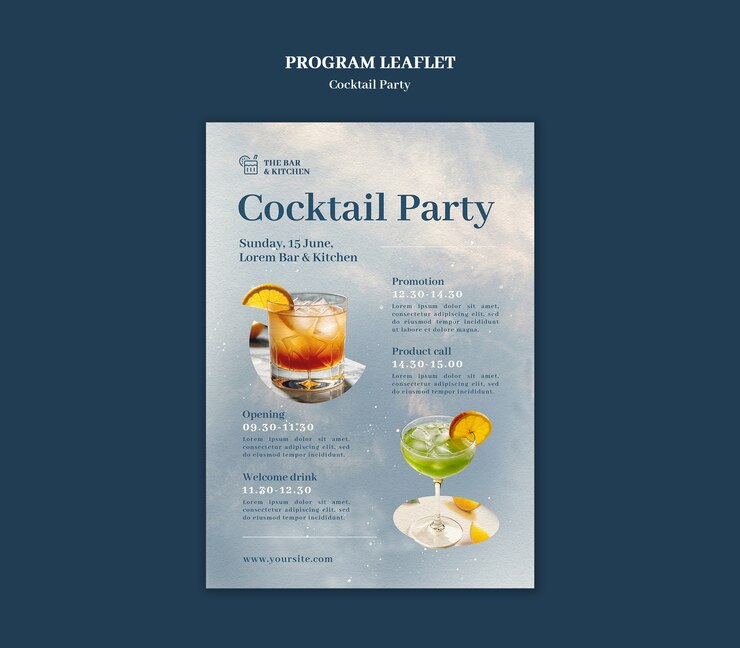 PSD gratuito progettazione del modello di cocktail party gradiente