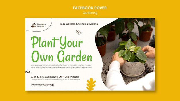 Progettazione del modello di copertina di facebook di giardinaggio