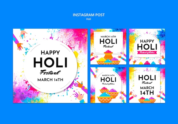 Progettazione del modello di Instagram del festival di Holi