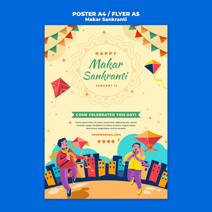 PSD gratuito progettazione del modello di makar sankranti