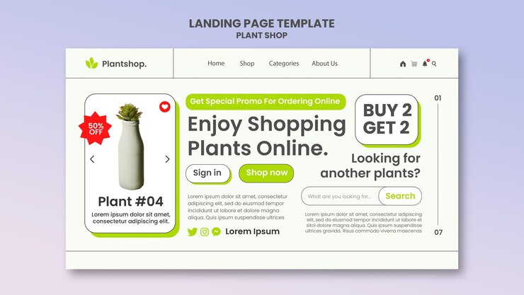 PSD gratuito progettazione del modello di negozio di piante