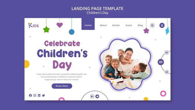 Progettazione del modello di pagina di destinazione del giorno dei bambini