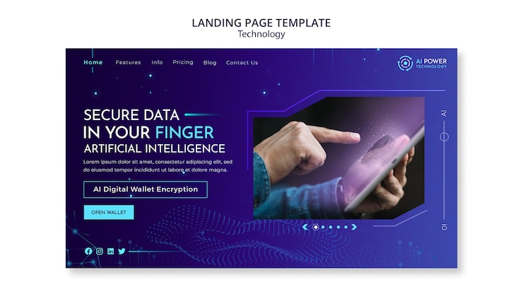 PSD gratuito progettazione del modello di pagina di destinazione della tecnologia