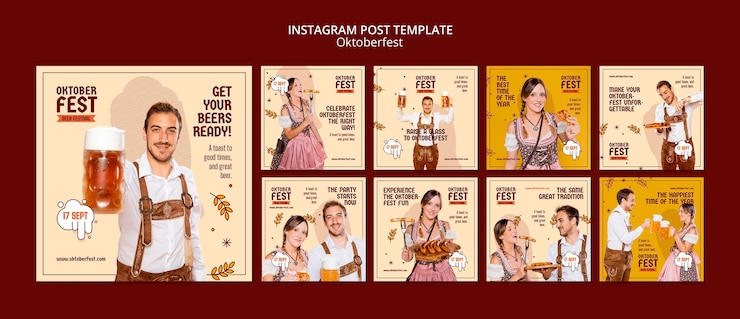 PSD gratuito progettazione del modello di post di instagram dell'oktoberfest