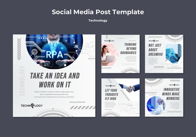 Progettazione del modello di post di instagram di tecnologia
