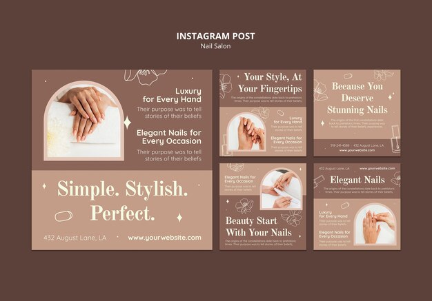 Progettazione del modello di post di nail salon su Instagram