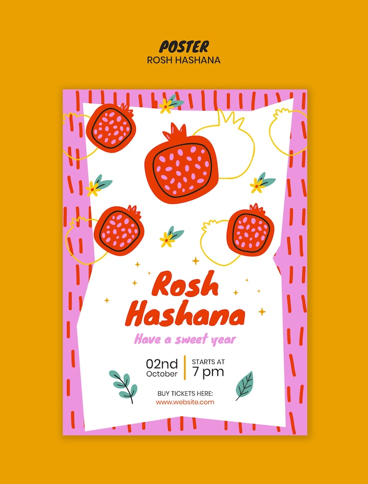 PSD gratuito progettazione del modello di rosh hashanah