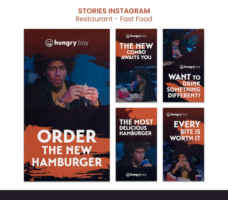 PSD gratuito progettazione del modello di storie del ristorante instagram