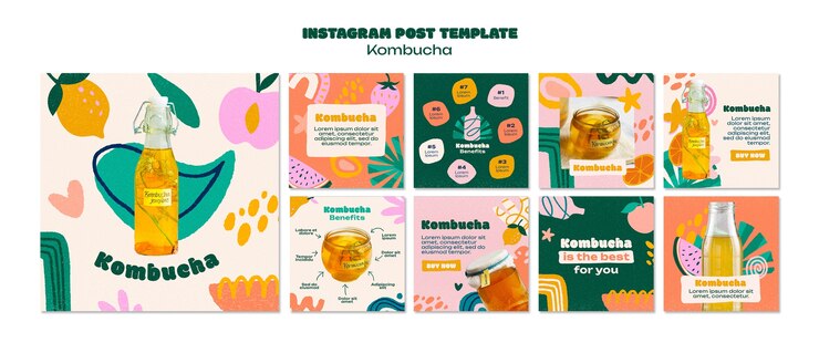 PSD gratuito progettazione del modello kombucha