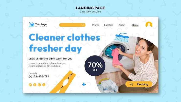 PSD gratuito progettazione del modello per il servizio di lavanderia