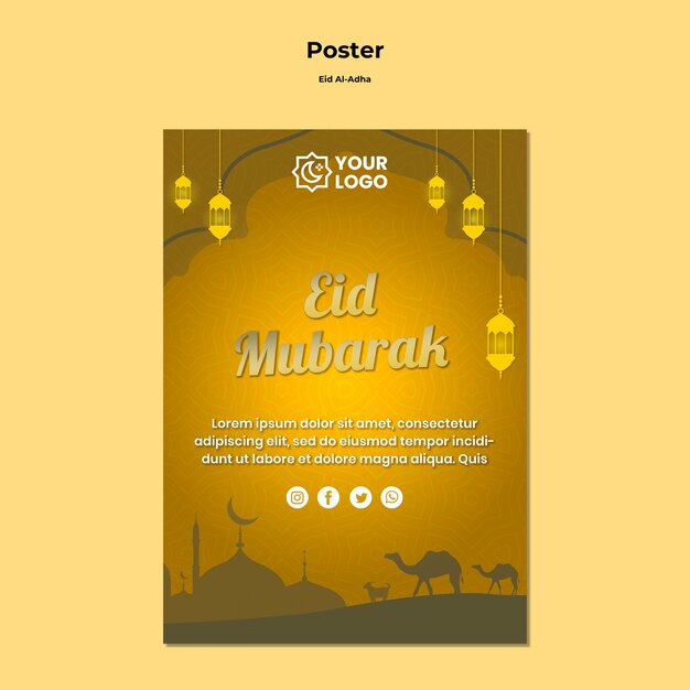 Progettazione del poster di Eid al adha