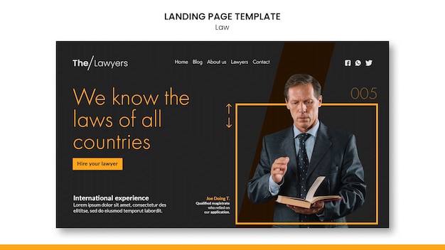 Progettazione della pagina di destinazione del modello di legge