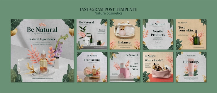 PSD gratuito progettazione di modelli cosmetici naturali