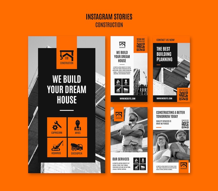 PSD gratuito progettazione di modelli di costruzione per instagram