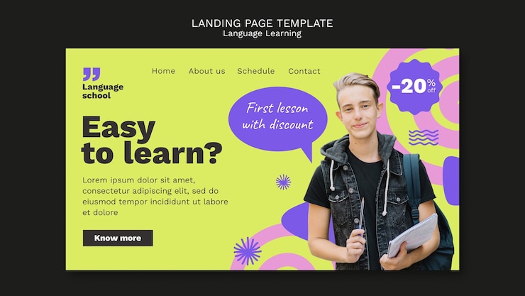 PSD gratuito progettazione di modelli per l'apprendimento delle lingue