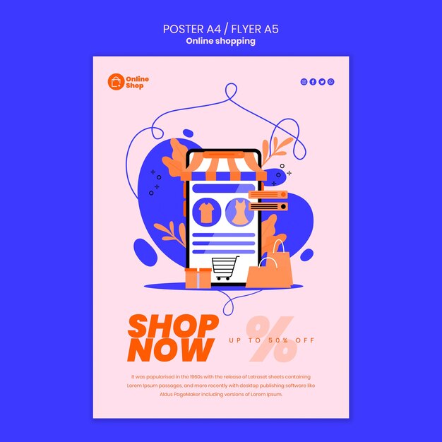 Progettazione di poster dello shopping online