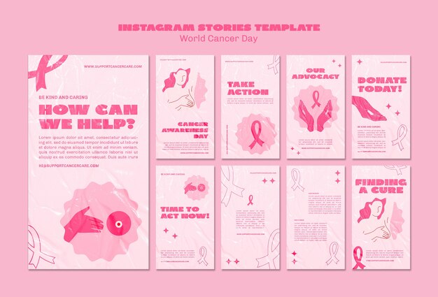 Progettazione di storie di Instagram per la giornata mondiale del cancro