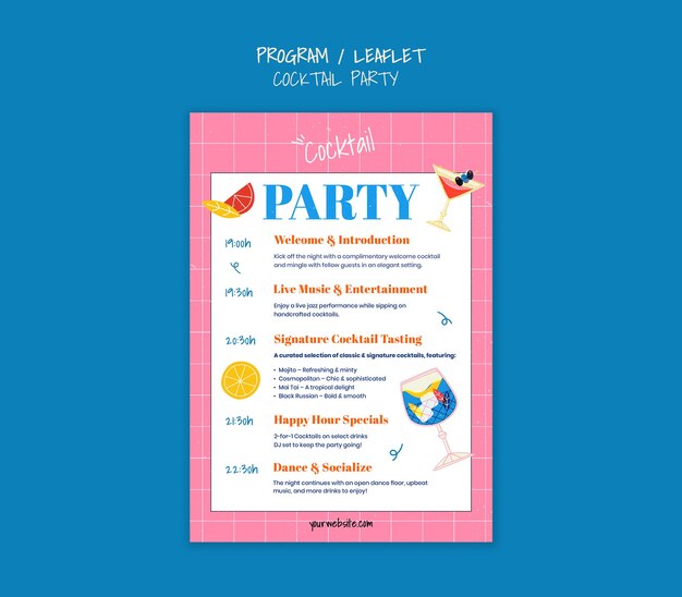 Programa de la fiesta de cócteles
