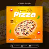 PSD gratuito promoción de comida de pizza sabrosa en las redes sociales y diseño de plantillas de publicaciones de banners en instagram